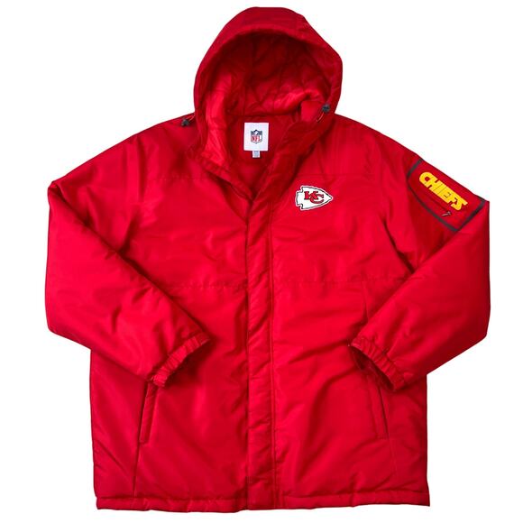 NFL Men's Kansas City Chiefs Poly Filled Full Zip Winter Puffer Coat Jacket (XL) - Picture 1 of 9